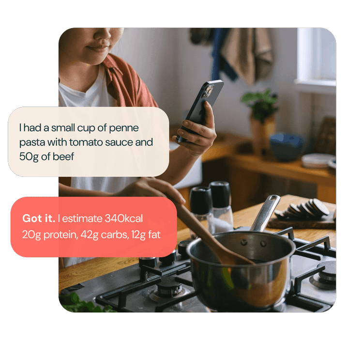 Track food intake via photos and chat